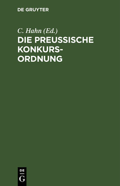 Book cover image for Die preußische Konkurs-Ordnung ISBN: 9783112378090